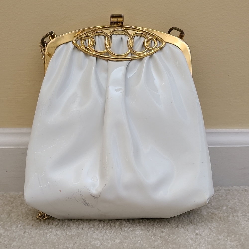 Chic White Clutch with Gold Detailing